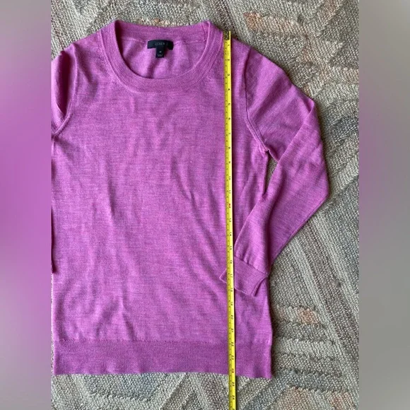 J.Crew Merino Wool Tippi Sweater Pink Berry Melange Classic Quiet Luxury - Sz XS - Picture 7 of 8